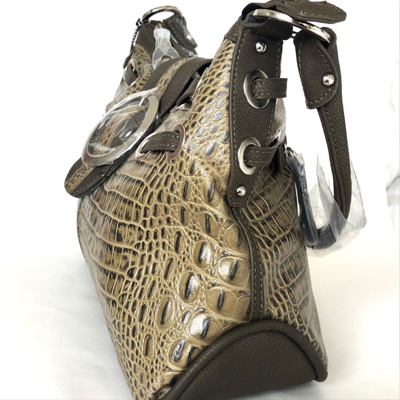M.C. Marc Chantal Snakeskin Design Olive bag NWT - Picture 5 of 13